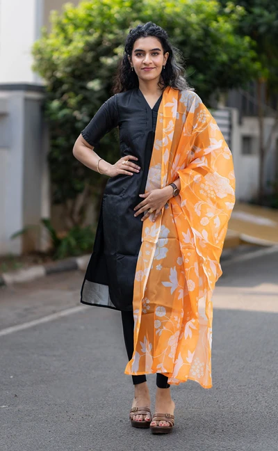 Black Tussar Kurti & leggings 