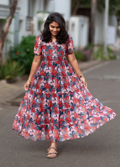 Sheer Blossom Chiffon Maxi