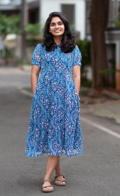 Chintz Blue Panel Midi