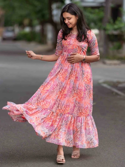 Multi Petals Chiffon Maxi