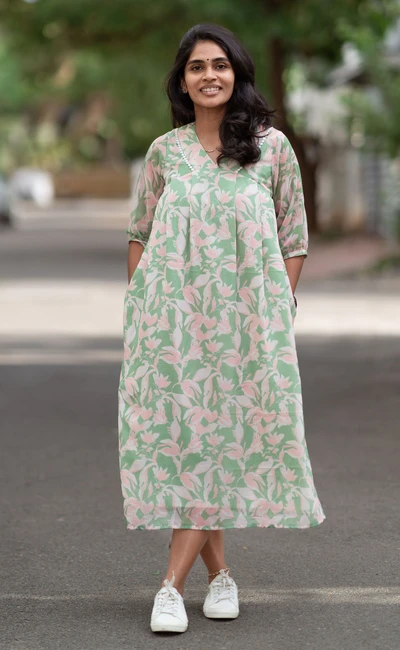 Jade Bloom Chiffon Maxi