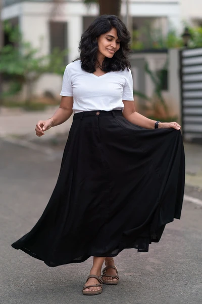 Skirt-Black Rayon 