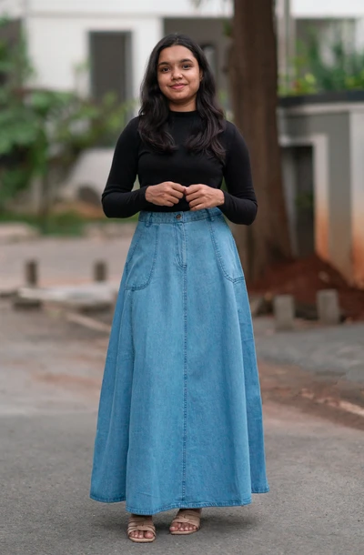 Icy Blue Denim Skirt