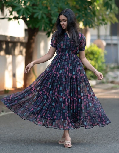 Ombre Mosaic Chiffon Midi