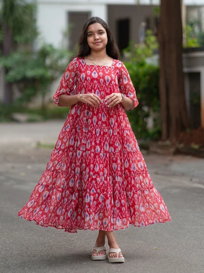 Red Drop Chiffon Maxi