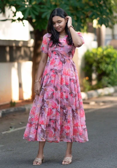 Fall Foilage Chiffon Maxi