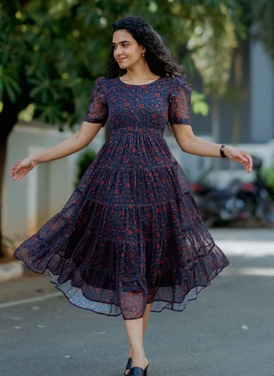 Dainty Print Chiffon Maxi