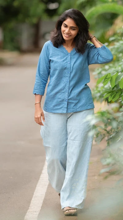 Denim Scalloped Shirt