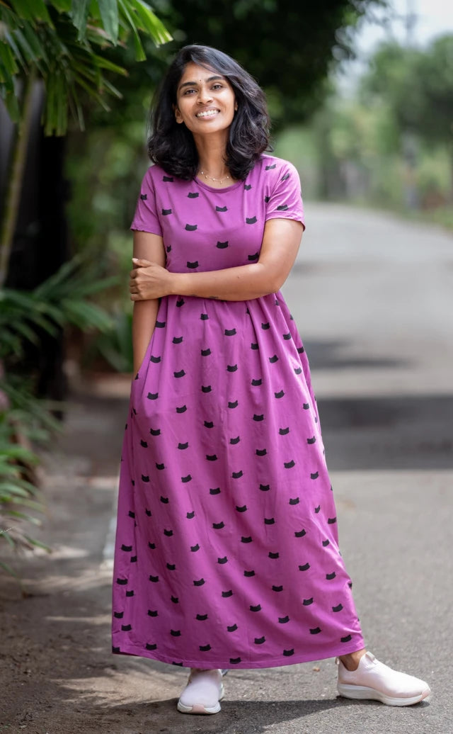 Purple Kitty Maternity & Feeding Premium Loungewear