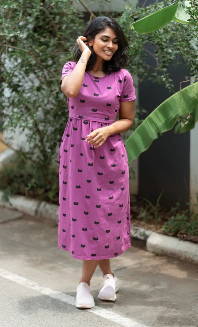 Purple Kitty Maternity & Feeding Premium Loungewear