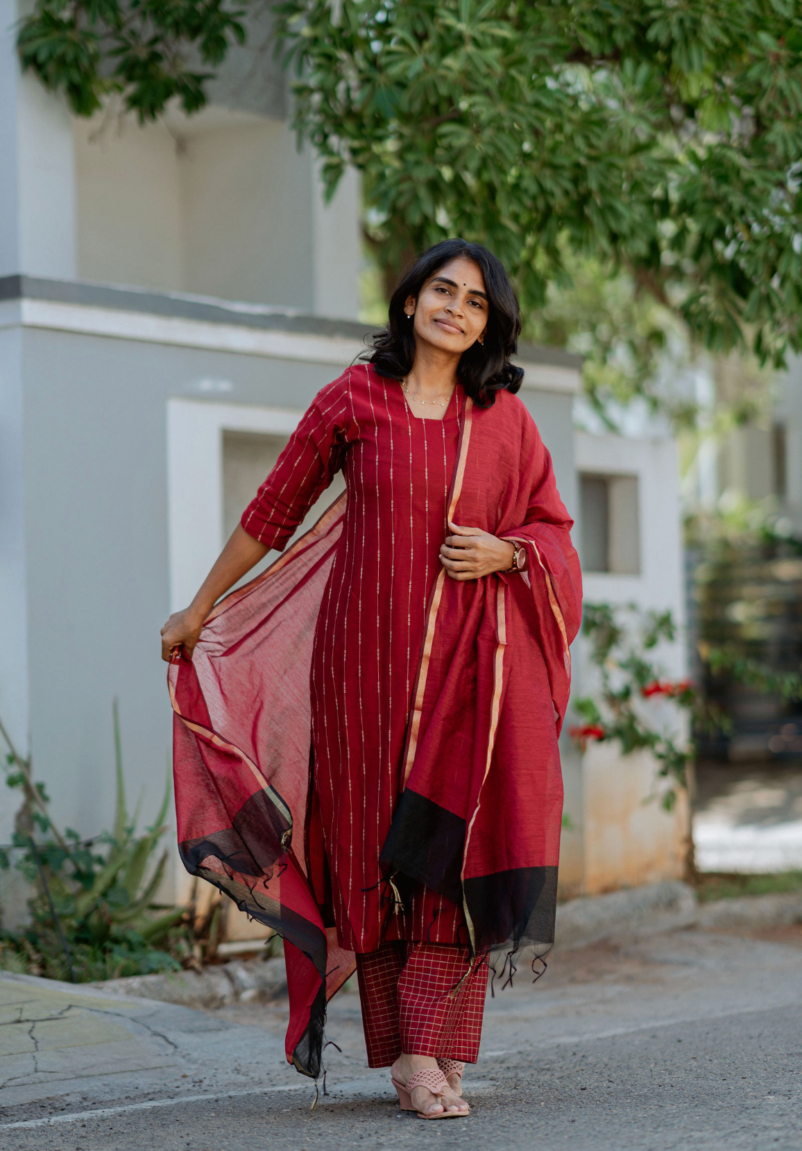 Ruby Co-ord set with shawl