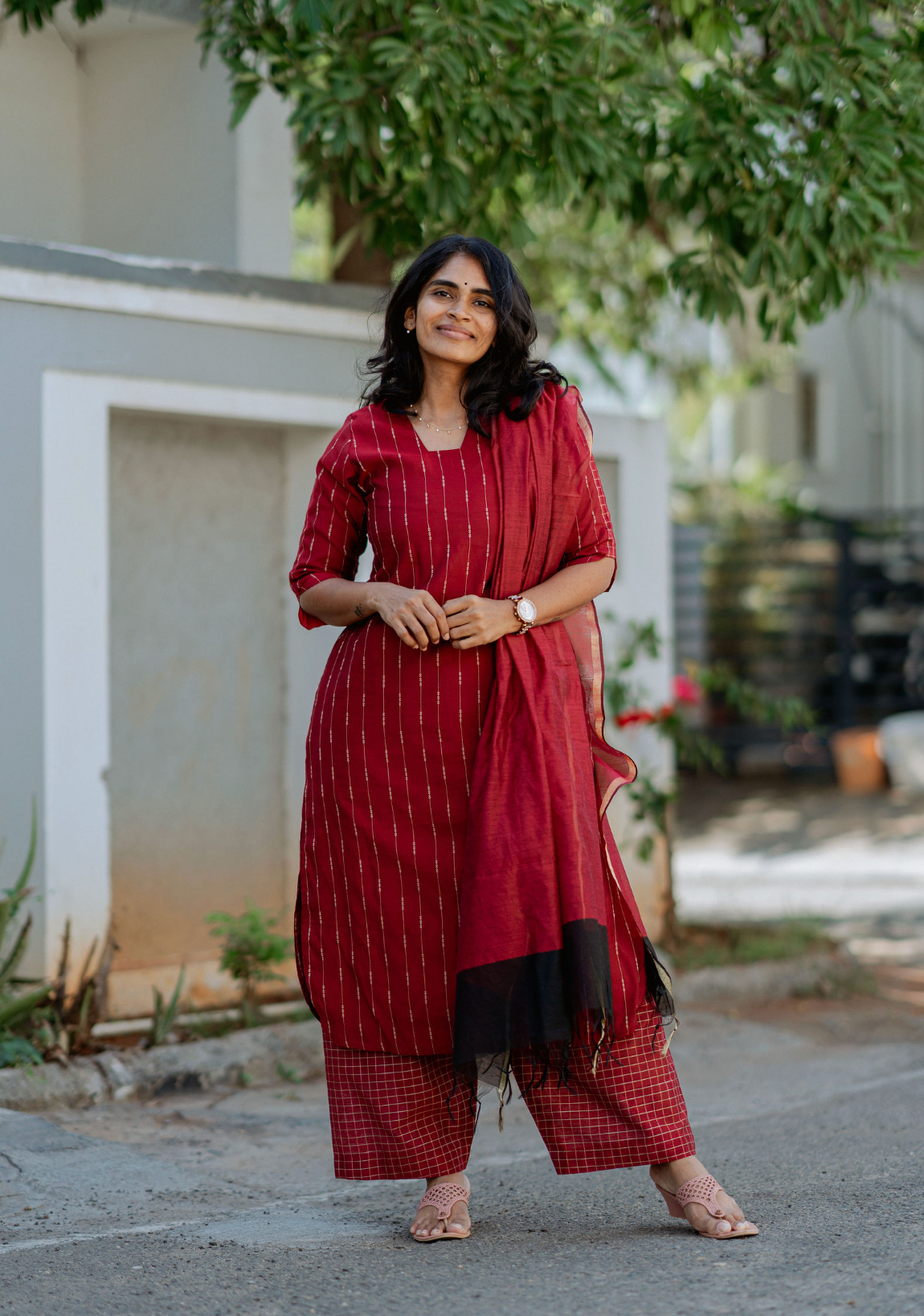 Ruby Co-ord set with shawl