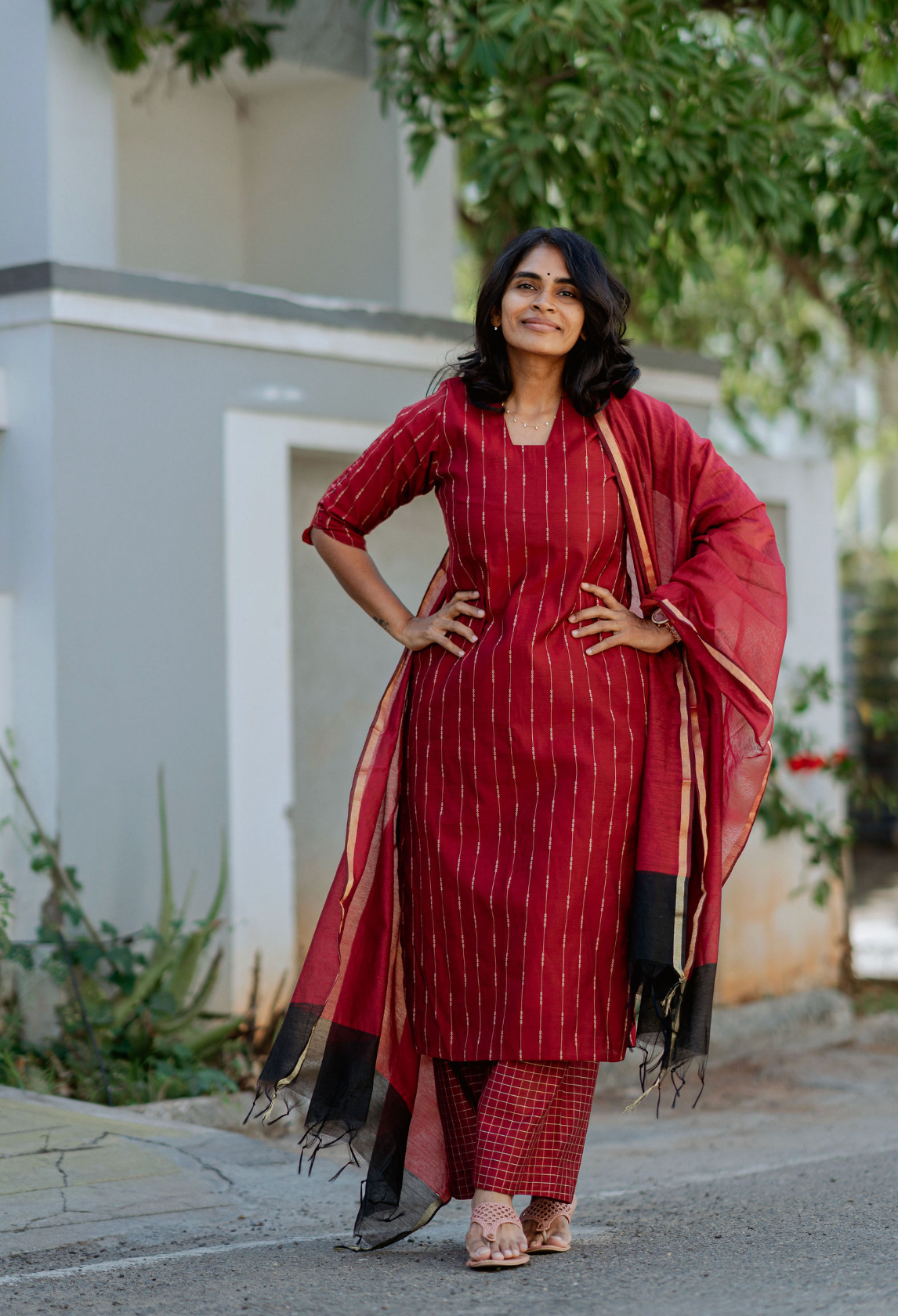Ruby Co-ord set with shawl