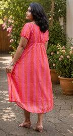 Pink Orange Stripes Midi