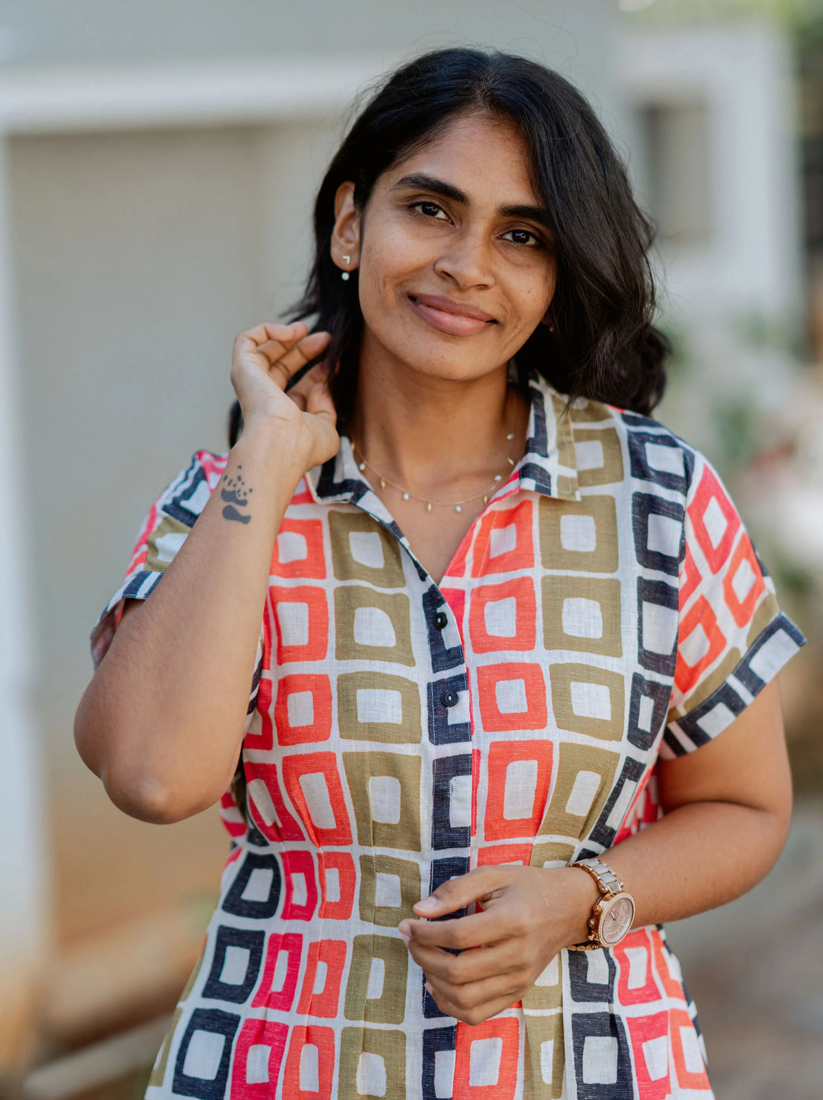 Casual Blocks Long Shirt