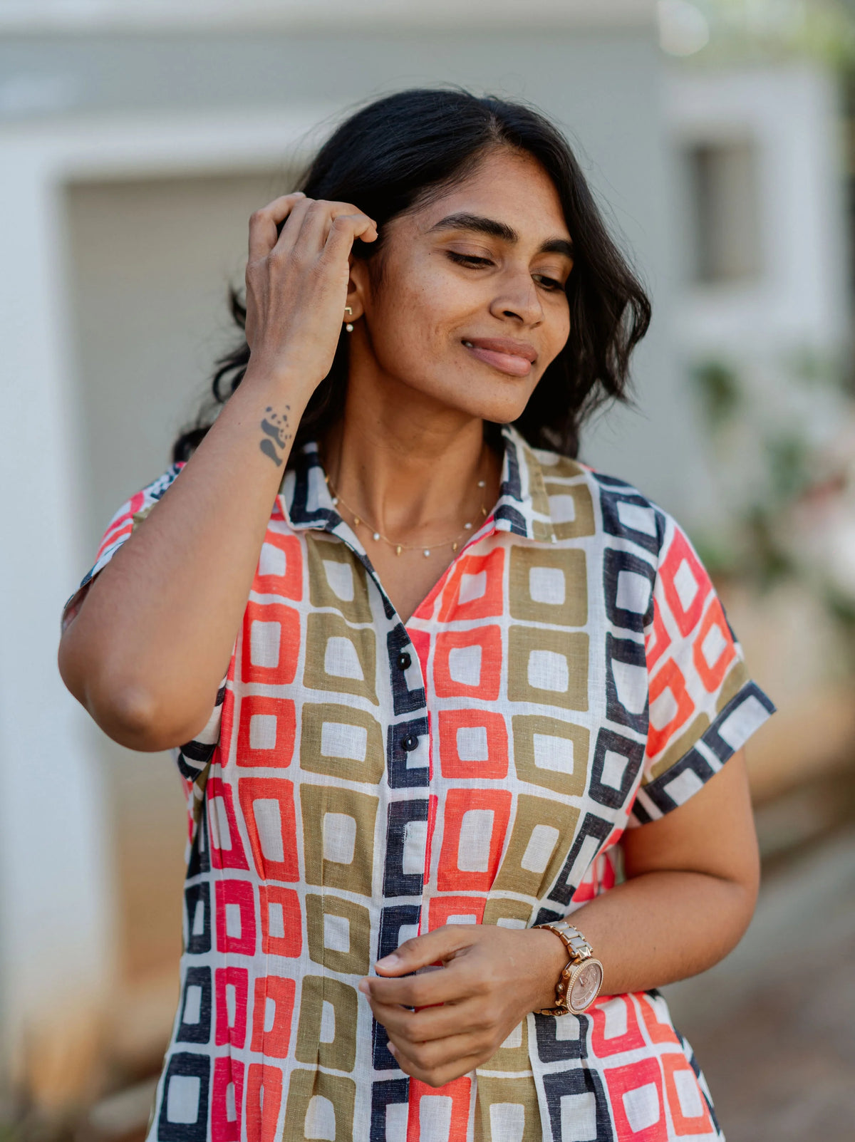 Casual Blocks Long Shirt