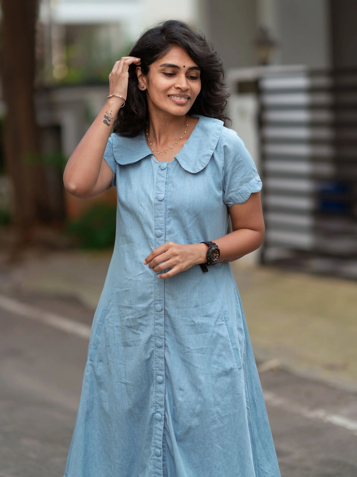 Denim Coastal collar Midi