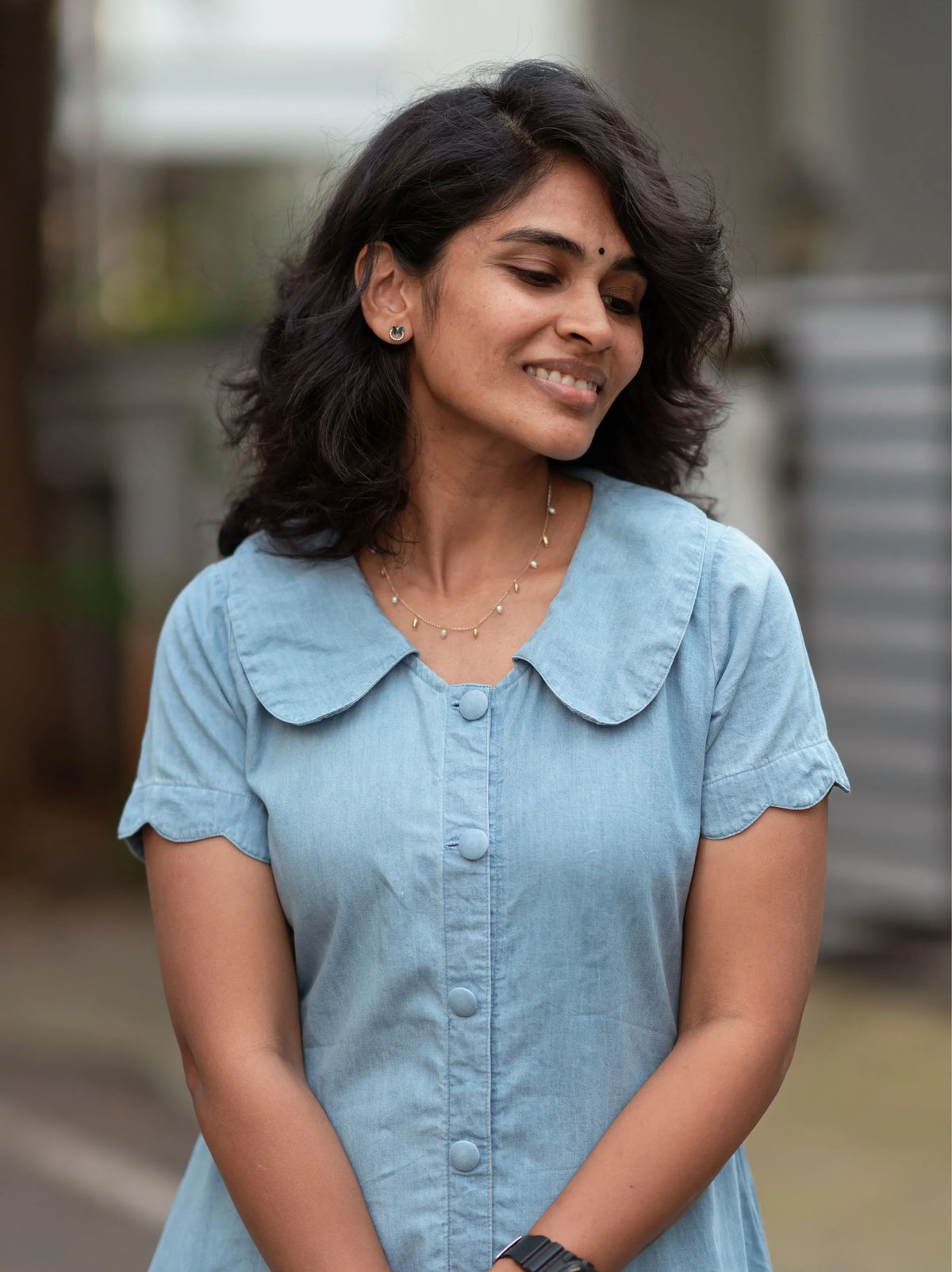 Denim Coastal collar Midi
