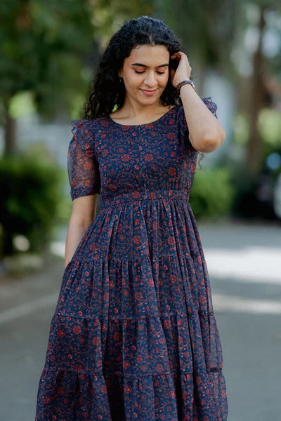 Dainty Print Chiffon Maxi