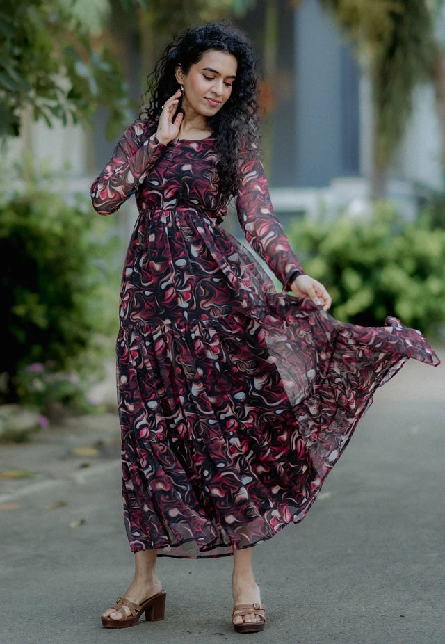 Molten Onyx Chiffon Maxi