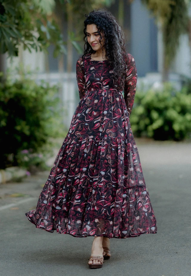 Molten Onyx Chiffon Maxi