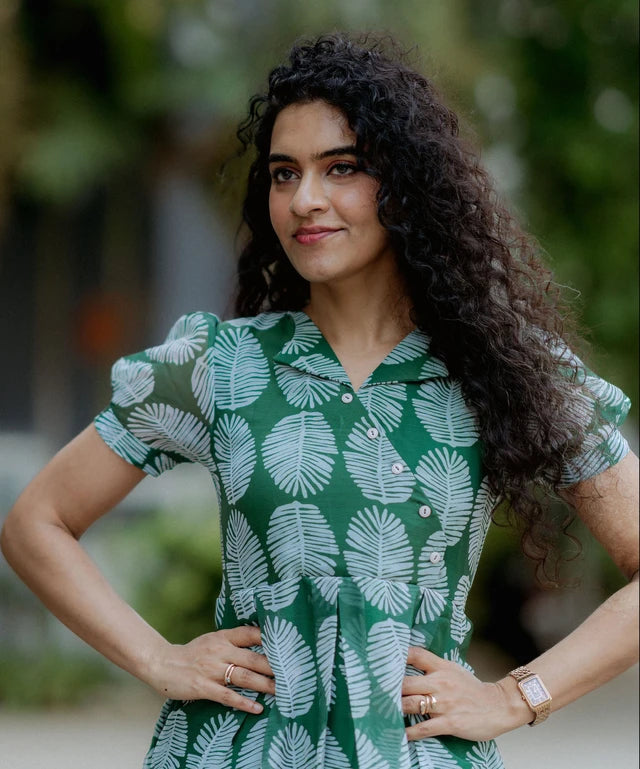 Palm Leaf Chiffon Midi