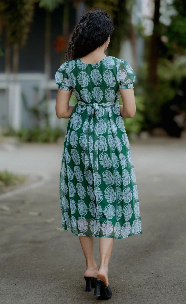 Palm Leaf Chiffon Midi