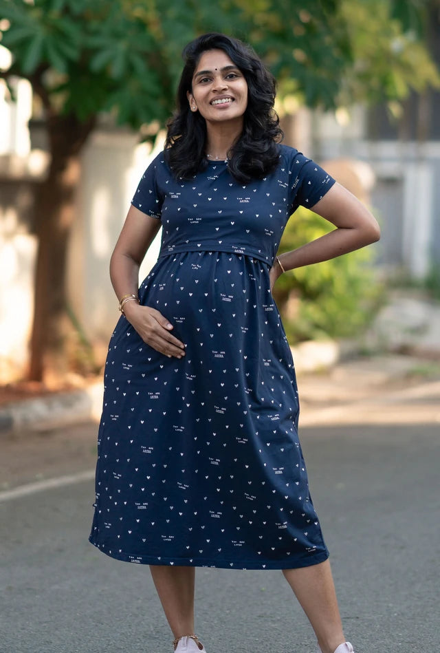 Navy Heart Feeding & Maternity Loungewear