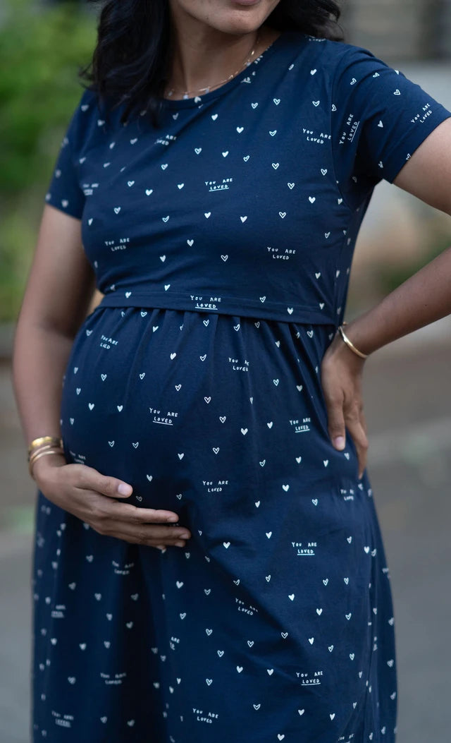 Navy Heart Feeding & Maternity Loungewear