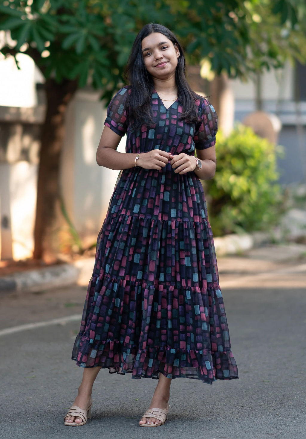 Ombre Mosaic Chiffon Midi