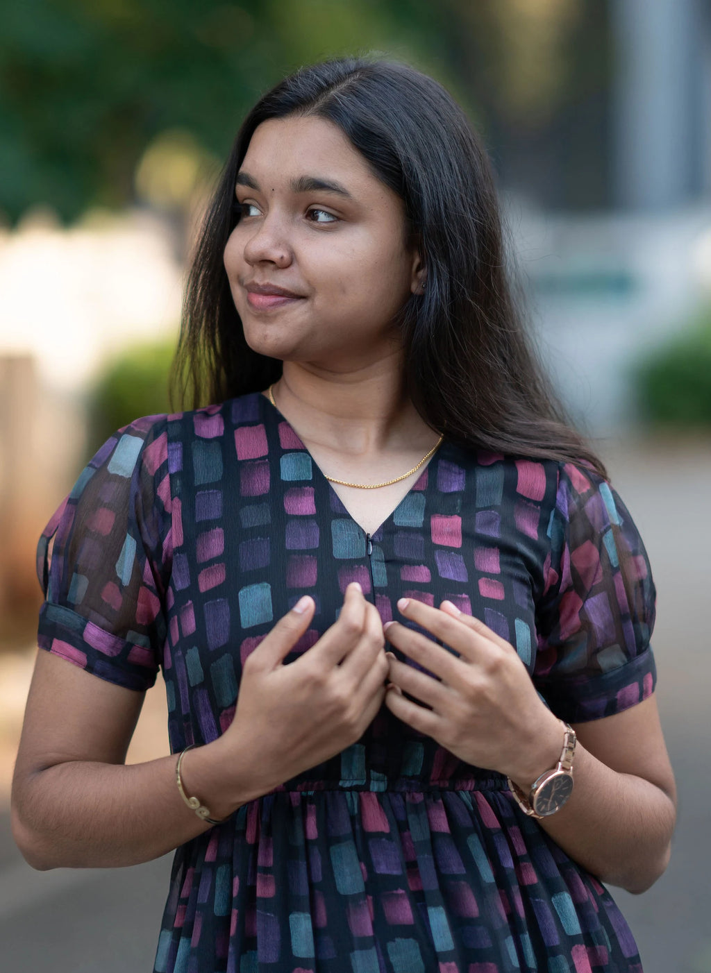 Ombre Mosaic Chiffon Midi