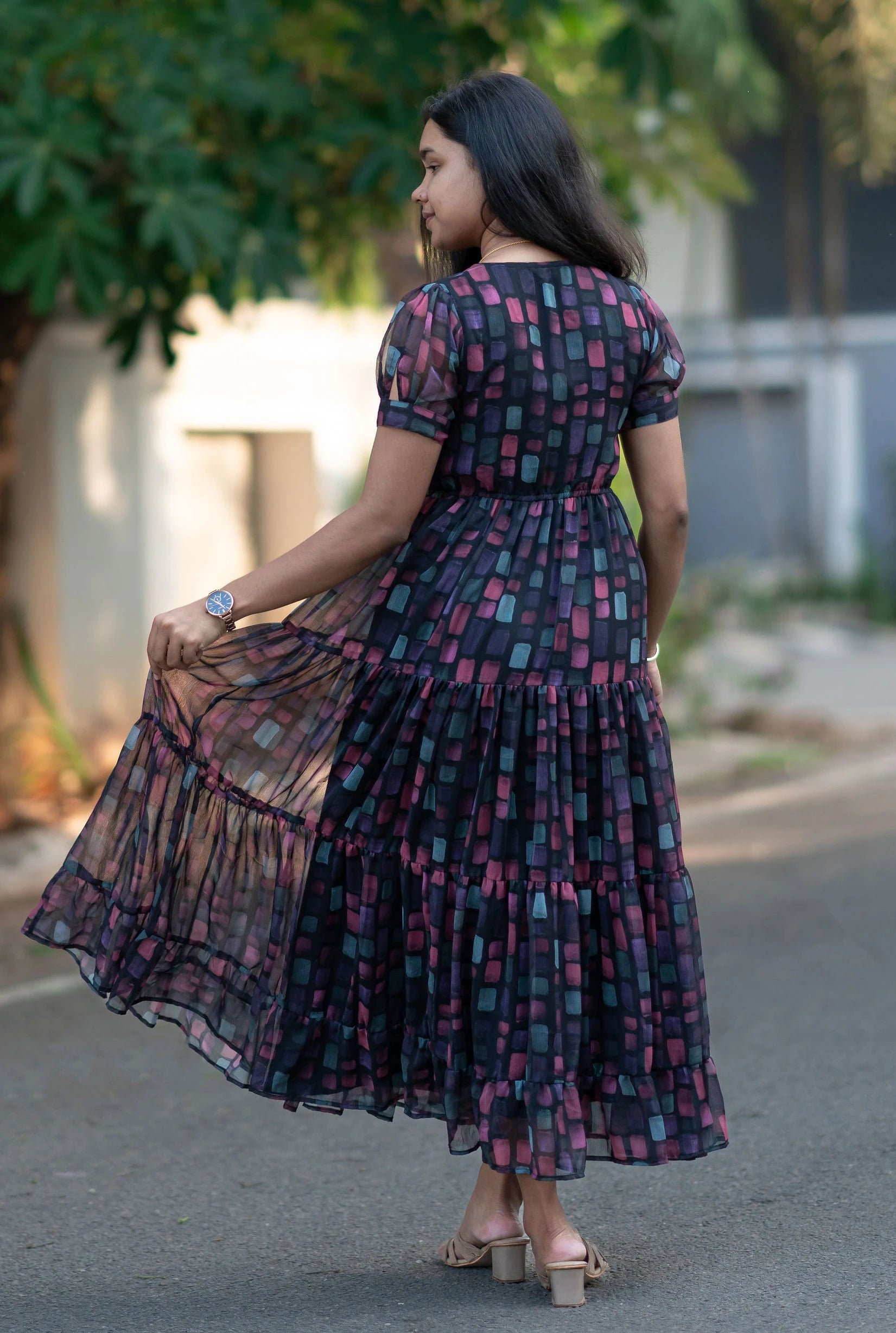 Ombre Mosaic Chiffon Midi
