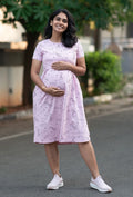 Pink Giraffee Printed Feeding & Maternity Premium Loungewear