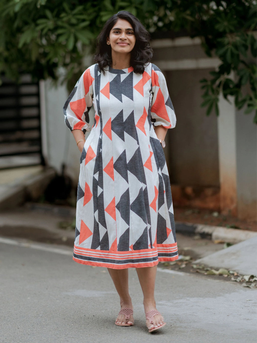 Geometric Print Flex Cotton Midi