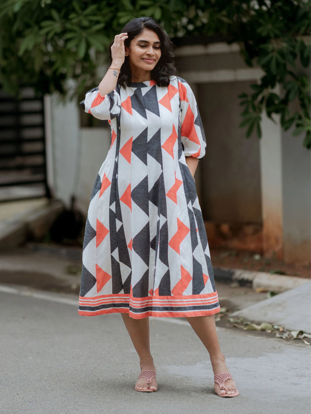 Geometric Print Flex Cotton Midi