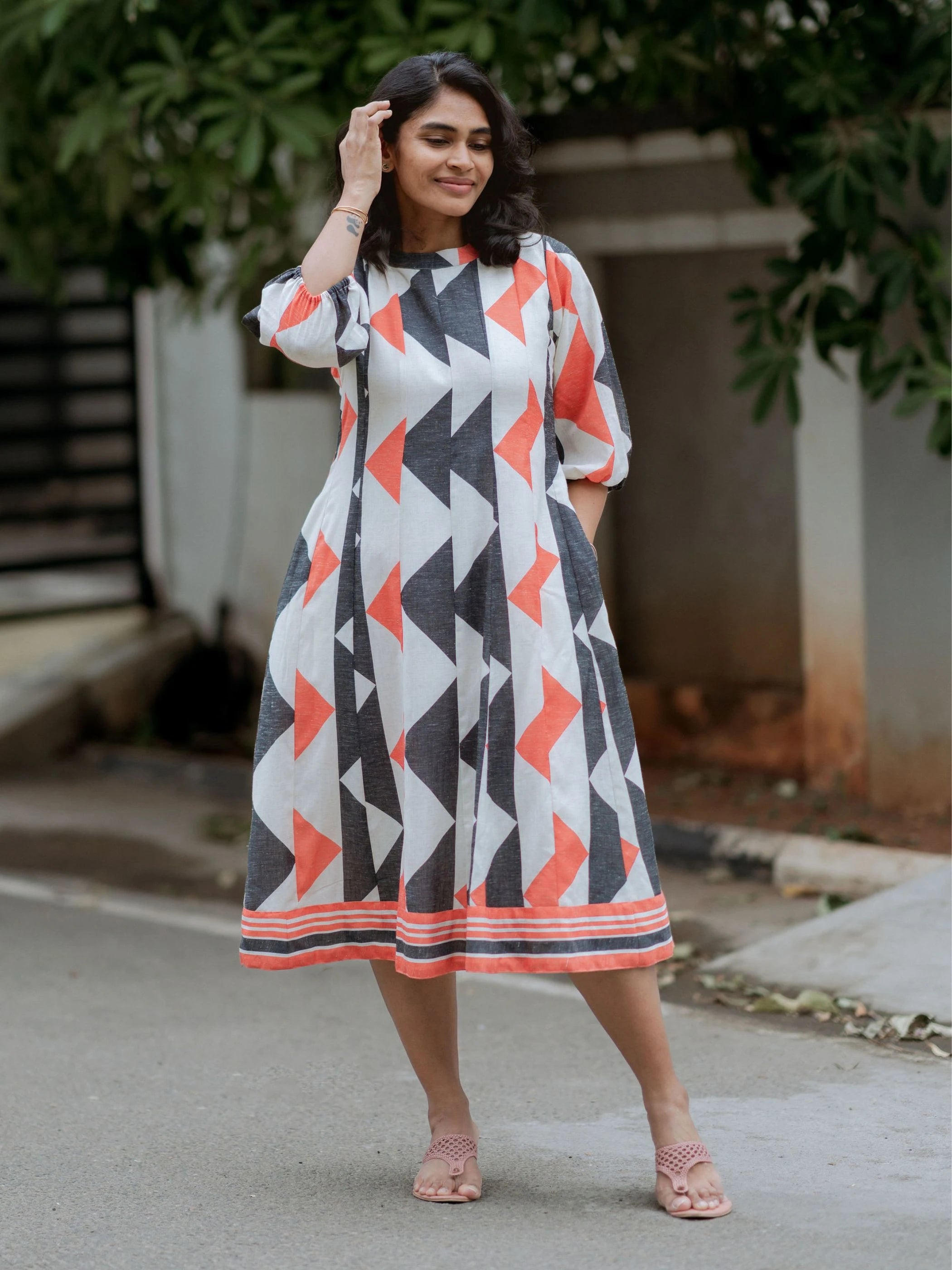 Geometric Print Flex Cotton Midi