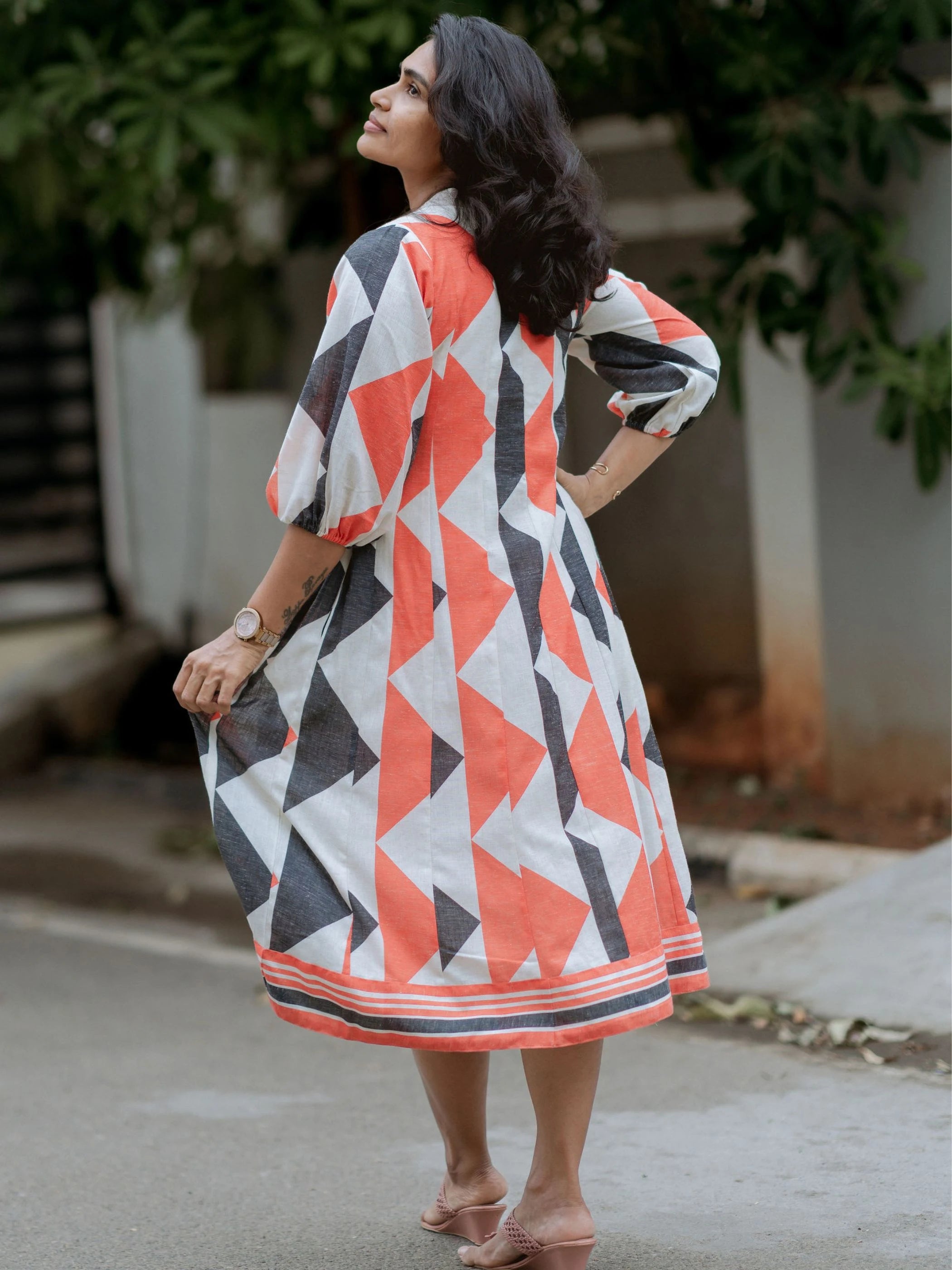 Geometric Print Flex Cotton Midi