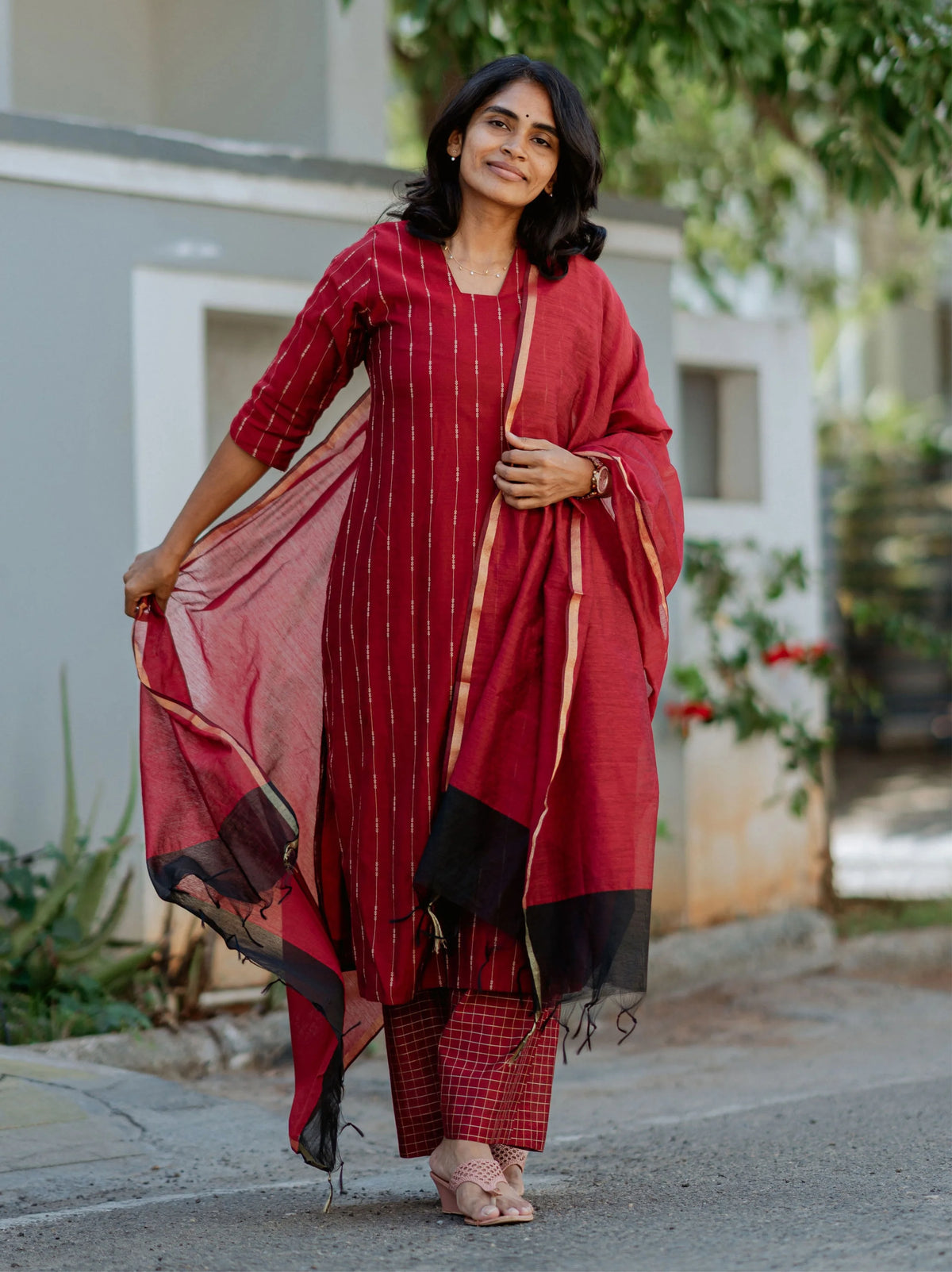 Ruby Co-ord set with shawl