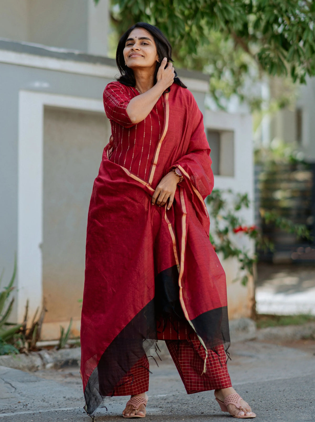 Ruby Co-ord set with shawl