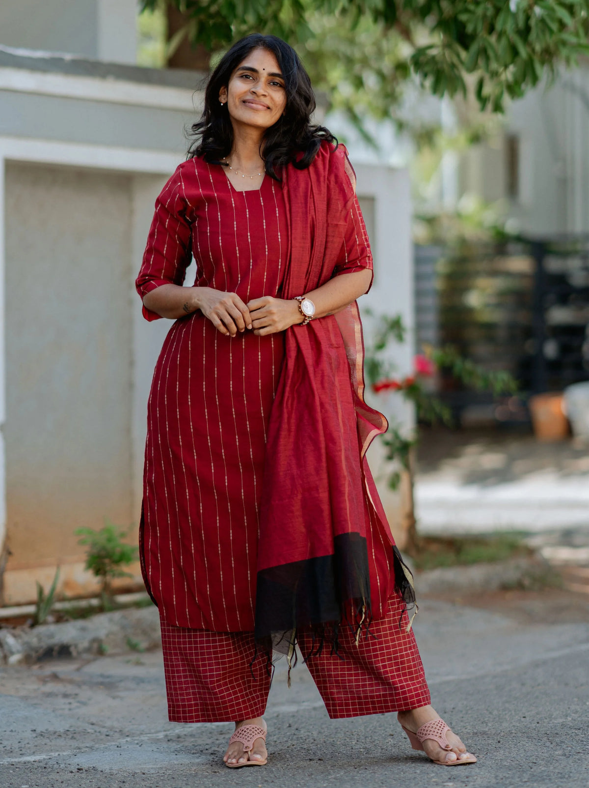Ruby Co-ord set with shawl