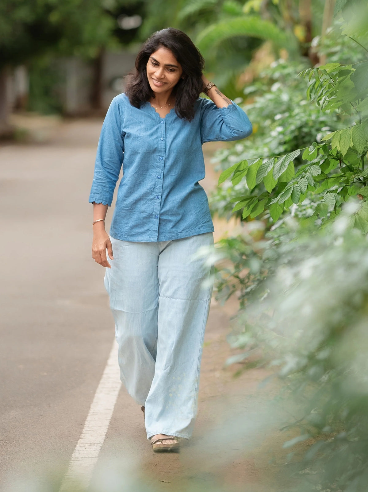 Denim Scalloped Shirt