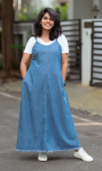 A-Line Denim Casual Maxi
