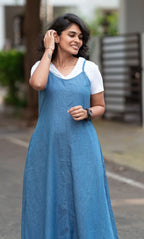 A-Line Denim Casual Maxi