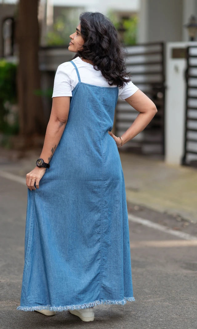 A-Line Denim Casual Maxi