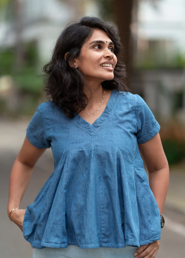 Denim peplum Top
