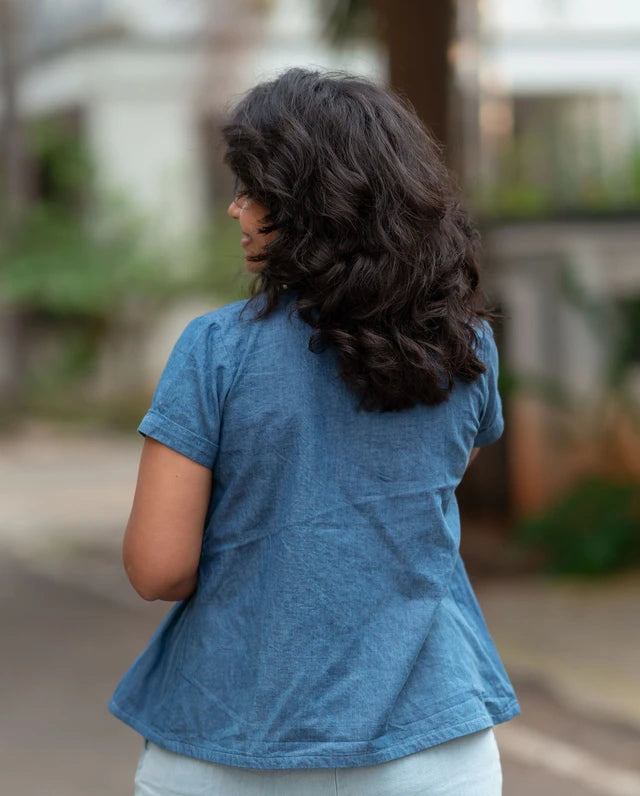 Denim peplum Top