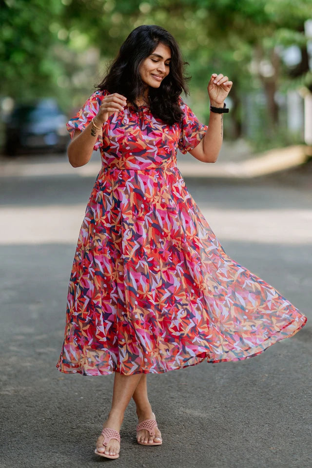Vivid Veil Chiffon Midi