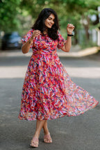 Vivid Veil Chiffon Midi