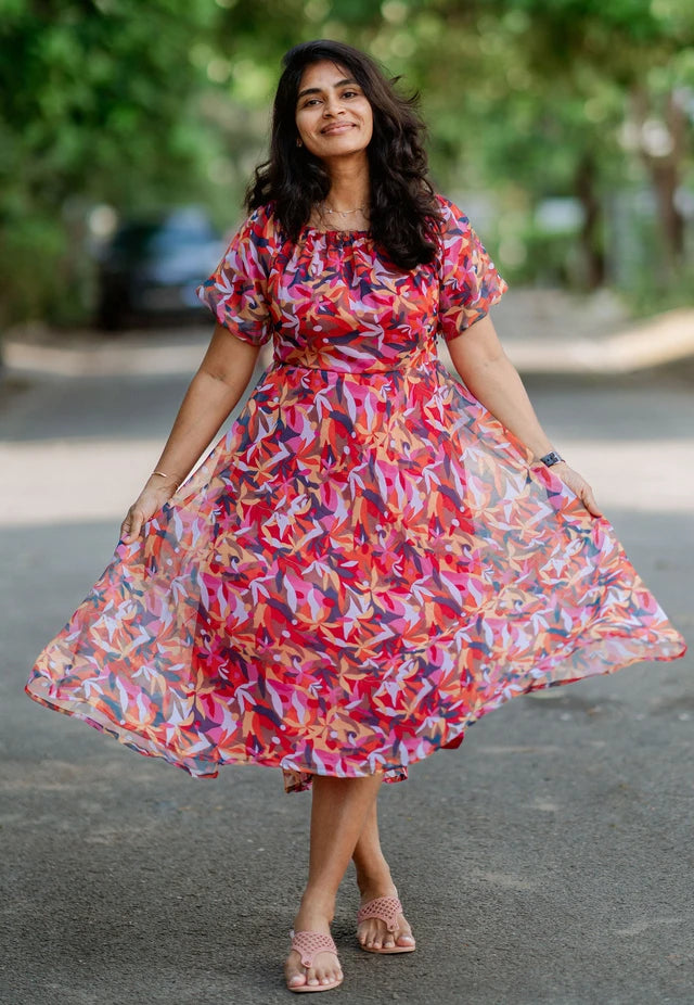 Vivid Veil Chiffon Midi