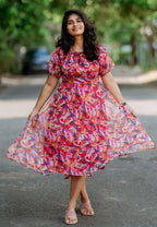 Vivid Veil Chiffon Midi